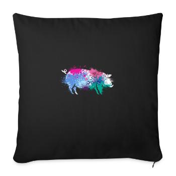 Colorful Splash Art Farm animals pig - Sofa pillowcase 17,3'' x 17,3'' (45 x 45 cm) - black - Front