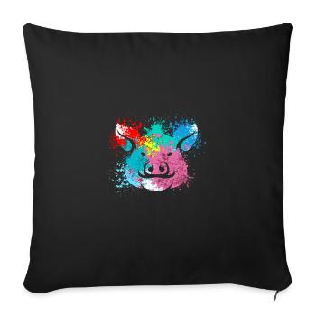 Colorful Splash Art Farm animals pig head - Sofa pillowcase 17,3'' x 17,3'' (45 x 45 cm) - black - Front