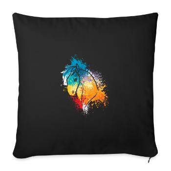 Animaux colorés Splash Art Farm tête de poney - Housse de coussin décorative 45 x 45 cm - noir - Devant