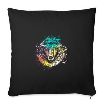 Colorful Splash Art Farm animals sheep head - Sofa pillowcase 17,3'' x 17,3'' (45 x 45 cm) - black - Front