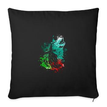 Splash Art Howling Wolf - Housse de coussin décorative 45 x 45 cm - noir - Devant