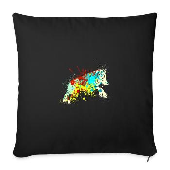 Splash Art Wolf - Housse de coussin décorative 45 x 45 cm - noir - Devant