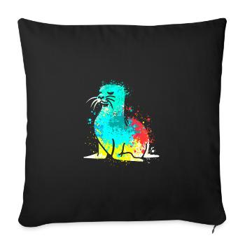 Splash Art Seal Lion de mer - Housse de coussin décorative 45 x 45 cm - noir - Devant