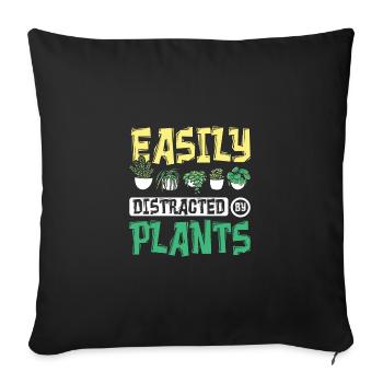 Easily distracted by plants Botanist - Sofa pillowcase 17,3'' x 17,3'' (45 x 45 cm) - black - Front