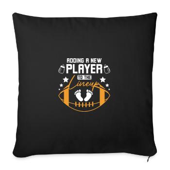 Grossesse Football une nouvelle joueuse dans l’alignement - Housse de coussin décorative 45 x 45 cm - noir - Devant