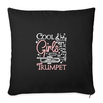 Les trompettistes cool girls jouent de la trompette - Housse de coussin décorative 45 x 45 cm - noir - Devant