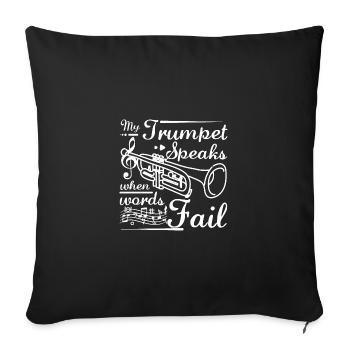 Trompettistes ma trompette parle quand les mots manquent - Housse de coussin décorative 45 x 45 cm - noir - Devant