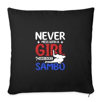 Ne plaisante jamais avec une fille qui fait du Sambo - Housse de coussin décorative 45 x 45 cm - noir - Devant