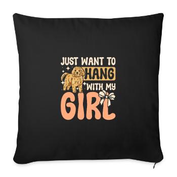 Je veux juste traîner avec ma fille cockapoo - Housse de coussin décorative 45 x 45 cm - noir - Devant