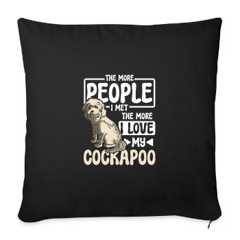 Plus je rencontrais de gens, plus j’aimais mon cockapoo - Housse de coussin décorative 45 x 45 cm - noir - Devant