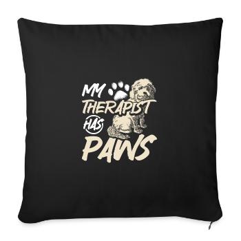 Mon thérapeute a des pattes cockapoo - Housse de coussin décorative 45 x 45 cm - noir - Devant