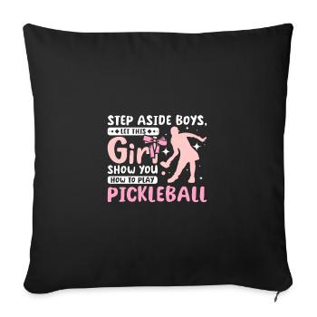 Laissez cette fille vous montrer comment jouer au pickleball - Housse de coussin décorative 45 x 45 cm - noir - Devant