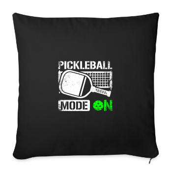 Pickleball mode on - Sofa pillowcase 17,3'' x 17,3'' (45 x 45 cm) - black - Front