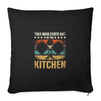 Cet homme reste en dehors de la cuisine Pickleball - Housse de coussin décorative 45 x 45 cm - noir - Devant