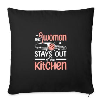 Cette femme reste en dehors de la cuisine Pickleball - Housse de coussin décorative 45 x 45 cm - noir - Devant