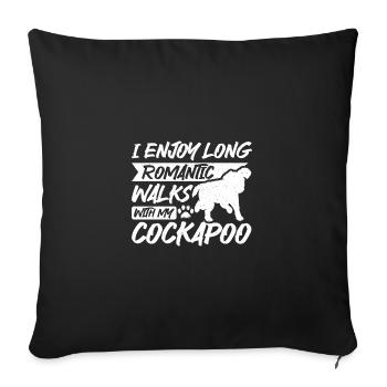Longues promenades romantiques avec mon cockapoo - Housse de coussin décorative 45 x 45 cm - noir - Devant