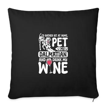 Boire du vin pour mon dalmatien - Housse de coussin décorative 45 x 45 cm - noir - Devant