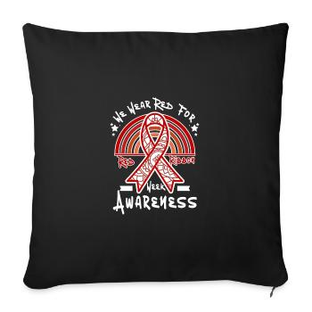 Nous portons du rouge pour la sensibilisation à la semaine du ruban rouge - Housse de coussin décorative 45 x 45 cm - noir - Devant