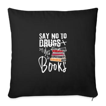 Dites non aux drogues Dites oui aux livres Ruban rouge - Housse de coussin décorative 45 x 45 cm - noir - Devant
