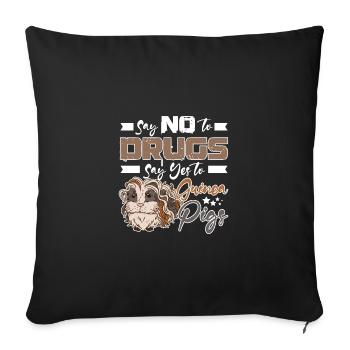 Dites non aux drogues Dites oui aux cochons d’Inde Ruban rouge - Housse de coussin décorative 45 x 45 cm - noir - Devant