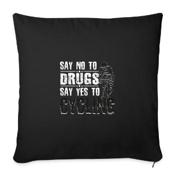 Dites non aux drogues Dites oui au ruban rouge du cyclisme - Housse de coussin décorative 45 x 45 cm - noir - Devant
