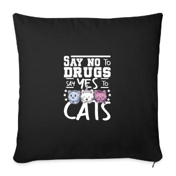 Say No To Drugs Say Yes To Cats Red Ribbon - Sofakissenbezug 45 x 45 cm - Schwarz - Vorne