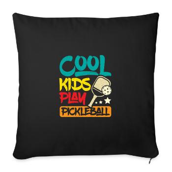 Children Cool kids play pickleball - Sofa pillowcase 17,3'' x 17,3'' (45 x 45 cm) - black - Front