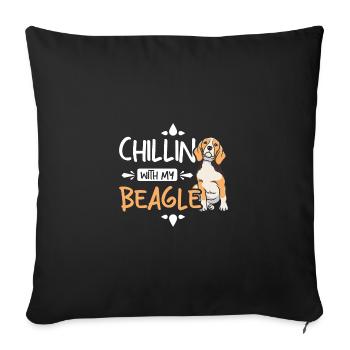 Chillin avec mon beagle - Housse de coussin décorative 45 x 45 cm - noir - Devant