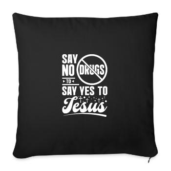 Dites non aux drogues Dites oui à Jésus Ruban rouge - Housse de coussin décorative 45 x 45 cm - noir - Devant