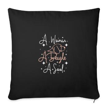 Une femme un beagle une âme - Housse de coussin décorative 45 x 45 cm - noir - Devant