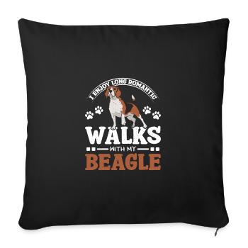Long romantic walks with my beagle - Sofa pillowcase 17,3'' x 17,3'' (45 x 45 cm) - black - Front