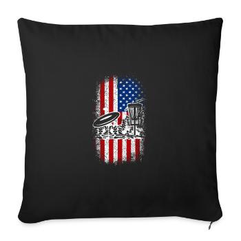 Usa Drapeau américain 4 juillet patriotique disc golf - Housse de coussin décorative 45 x 45 cm - noir - Devant