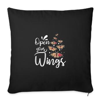 Ouvrez vos ailes, Papillon - Housse de coussin décorative 45 x 45 cm - noir - Devant