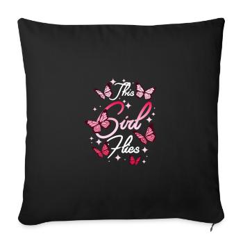 This girl flies like a Butterfly - Sofakissenbezug 45 x 45 cm - Schwarz - Vorne
