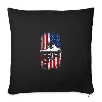 Drapeau américain des États-Unis 4 juillet Chiropraticien - Housse de coussin décorative 45 x 45 cm - noir - Devant