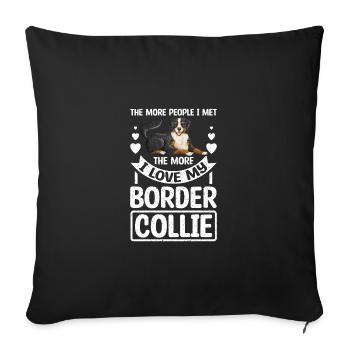 Je n’aime pas les gens J’aime mon border collie - Housse de coussin décorative 45 x 45 cm - noir - Devant