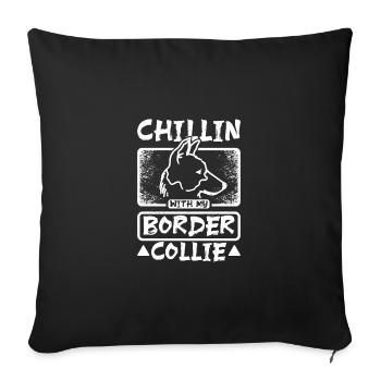 Chillin avec mon border collie - Housse de coussin décorative 45 x 45 cm - noir - Devant