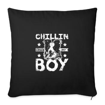 Chillin avec mon border collie boy - Housse de coussin décorative 45 x 45 cm - noir - Devant