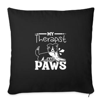 Mon thérapeute a des pattes border collie - Housse de coussin décorative 45 x 45 cm - noir - Devant