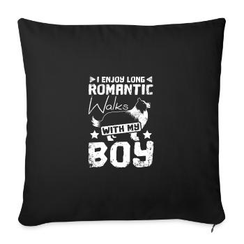 Long romantic walks with my border collie boy - Sofa pillowcase 17,3'' x 17,3'' (45 x 45 cm) - black - Front