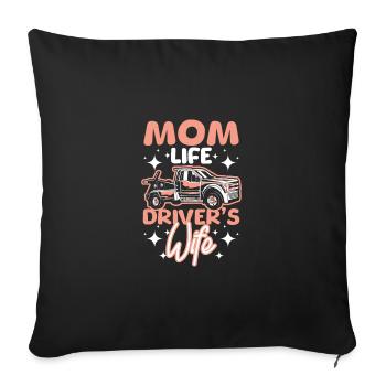 Fête des mères Chauffeurs de vie maman femme Conducteur de dépanneuse - Housse de coussin décorative 45 x 45 cm - noir - Devant