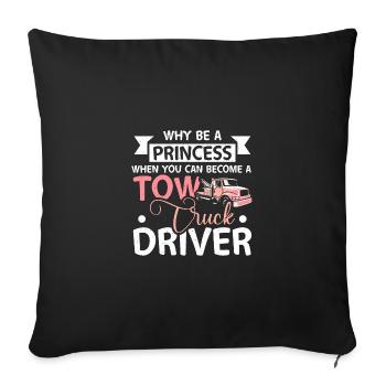 Girl princess tow truck driver - Sofa pillowcase 17,3'' x 17,3'' (45 x 45 cm) - black - Front