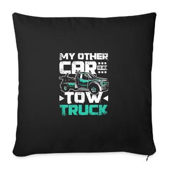 Mon autre voiture est une dépanneuse - Housse de coussin décorative 45 x 45 cm - noir - Devant