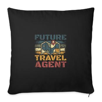 Futur agent de voyages vintage - Housse de coussin décorative 45 x 45 cm - noir - Devant