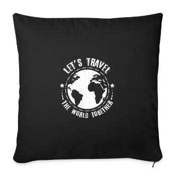 Parcourons le monde ensemble, voyage en couple - Housse de coussin décorative 45 x 45 cm - noir - Devant