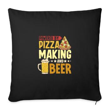 Alimenté par la fabrication de pizzas et de bières - Housse de coussin décorative 45 x 45 cm - noir - Devant