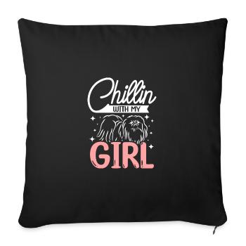 Chillin avec ma pékinois - Housse de coussin décorative 45 x 45 cm - noir - Devant