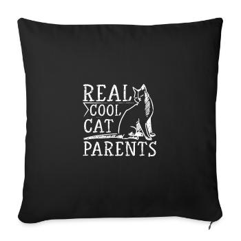 Maman chat et papa chat, vrais parents de chats cool - Housse de coussin décorative 45 x 45 cm - noir - Devant