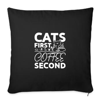 Les chats d’abord, le café ensuite - Housse de coussin décorative 45 x 45 cm - noir - Devant