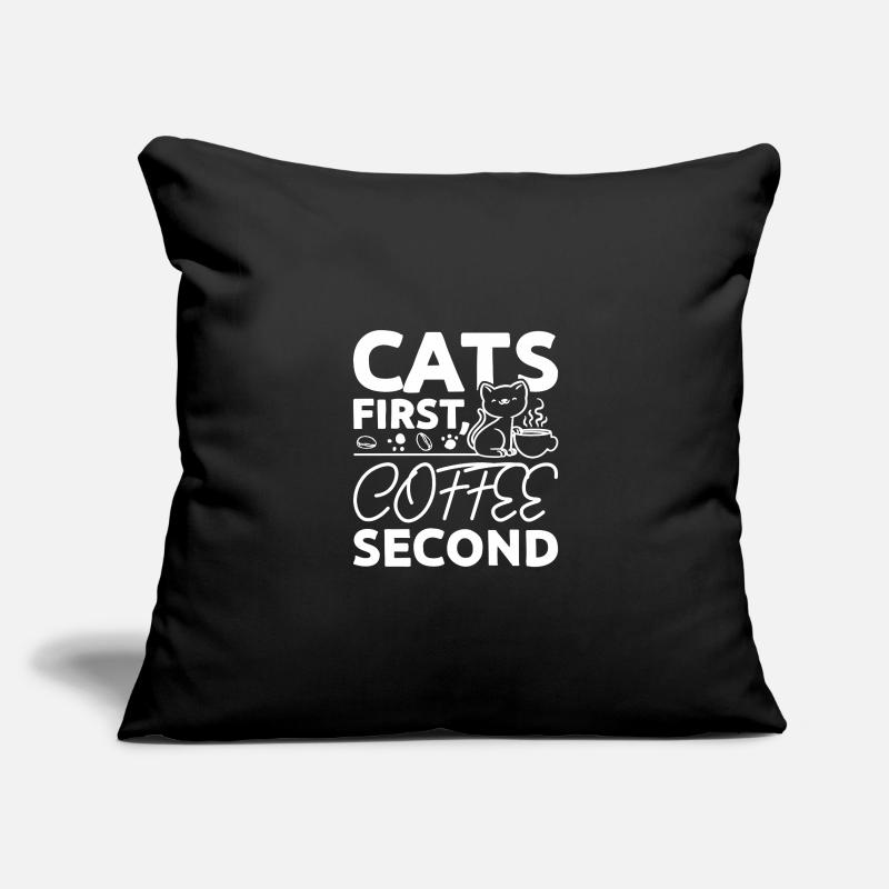 Cats first coffee second Sofa pillowcase 17,3'' x 17,3'' (45 x 45 cm)
